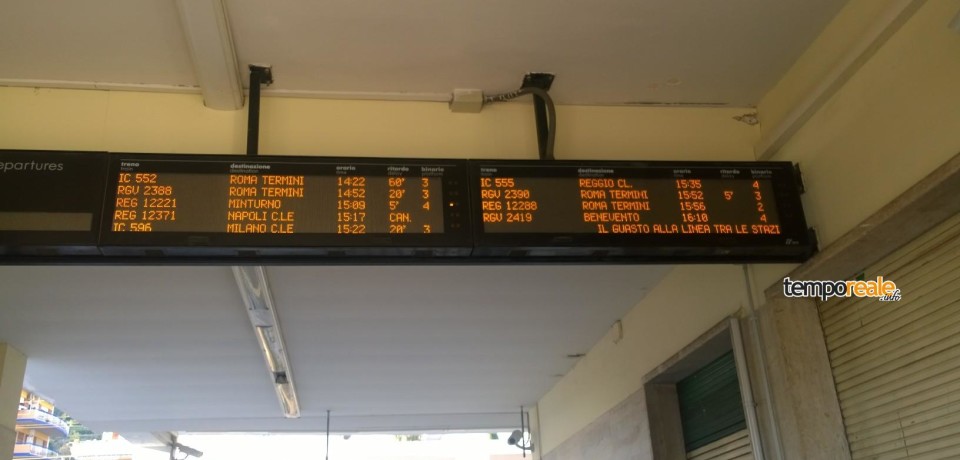 FORMIA / Circolazione dei treni bloccata, treni soppressi, ritardi fino a 150 minuti