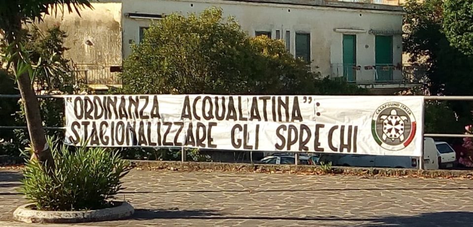 Minturno / CasaPound contro l’ordinanza sull’acqua
