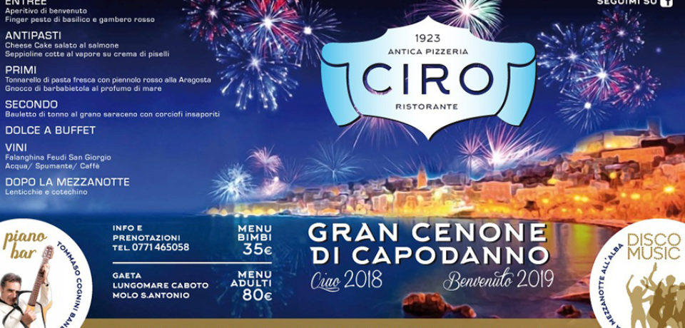 Gaeta / Gran Cenone di Capodanno all’Antica Pizzeria “Ciro” (video)