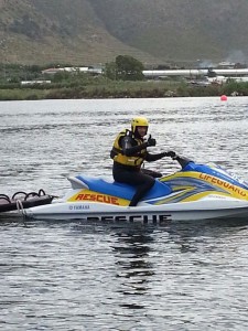Virgilio Federico sulla moto d'acqua della Emarilù