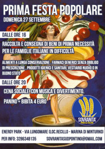 manifesto festa popolare sovranita prima gli italiani minturno