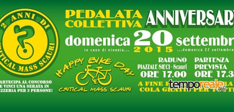 Minturno / Pedalata collettiva di compleanno, Critical Mass Scauri festeggia i suoi primi 2 anni di ciclo-passeggiate in allegria
