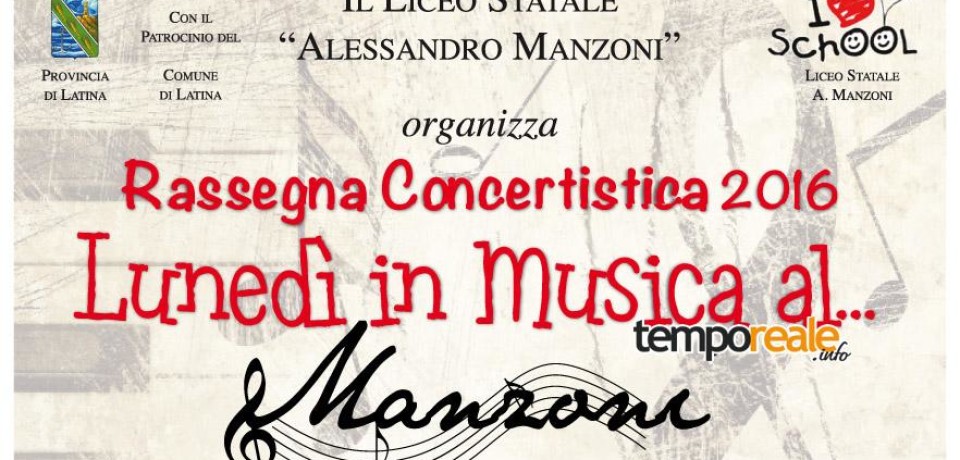 Latina / “Lunedì in Musica”, rassegna musicale promossa dagli studenti del Liceo “A. Manzoni”
