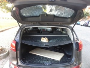 sasso contro auto
