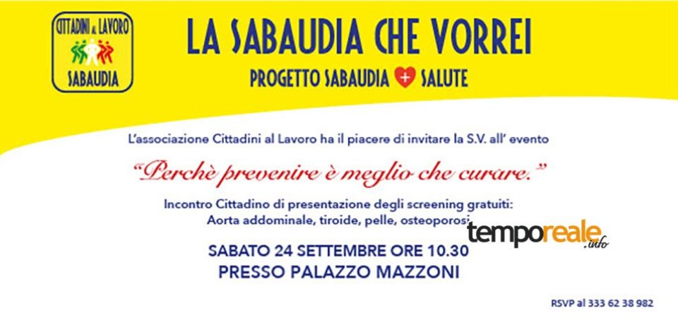 “La Sabaudia che vorrei”, il progetto Sabaudia Salute con nuovi screening medici gratuiti