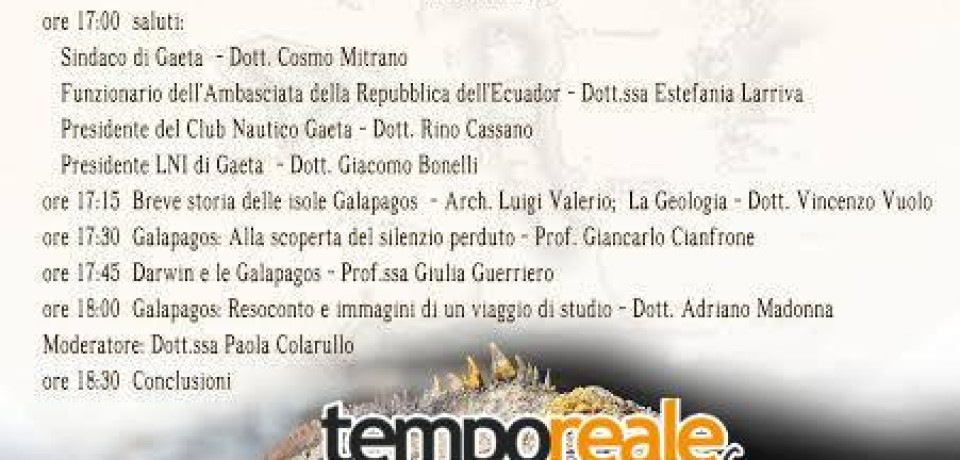 Gaeta / Adriano Madonna racconta il suo viaggio di studio alle Isole Galàpagos
