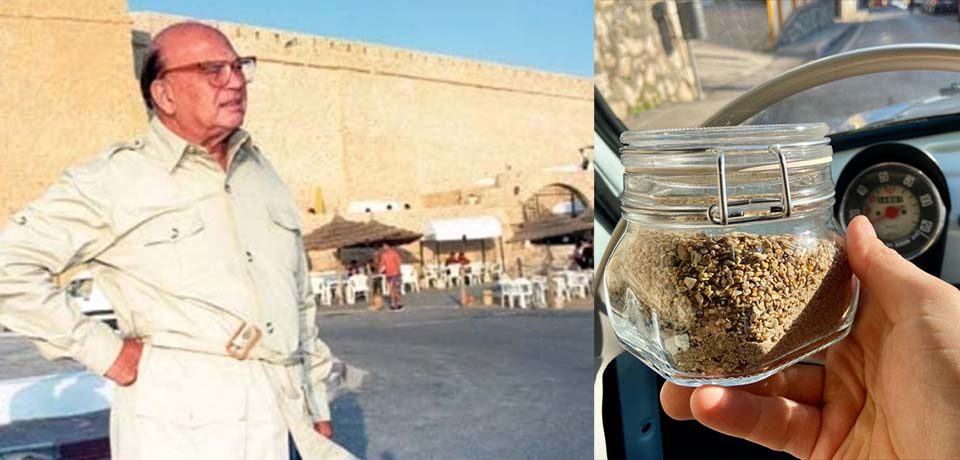 La sabbia di Ventotene sulla tomba di Bettino Craxi ad Hammamet