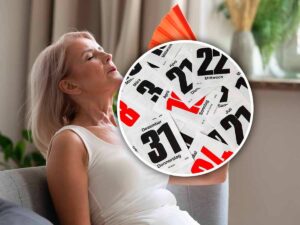vari numeri nel cerchio e una donna che sente molto caldo