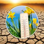 Terreno secco per il caldo e termometro