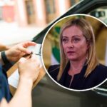 Giorgia Meloni e vigile che fa una multa