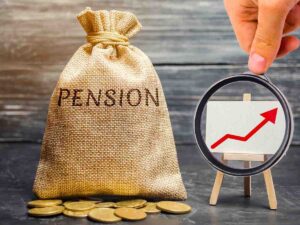 Sacchetto con sopra scritto "pensione"