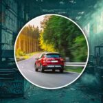 auto strada fuori dal cerchio
