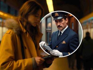 controllare che vede biglietti treno di una persona
