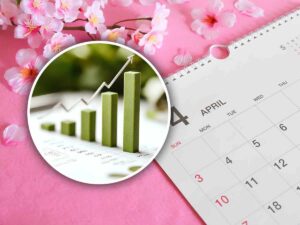 calendario Aprile e accanto azioni in salita