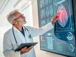 persona che fa dei test medici