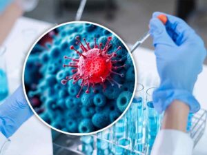 mani medico e un virus analizzato