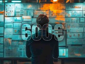 600 euro scritta e dietro una persona