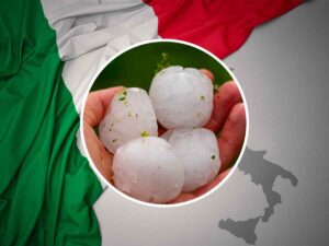 Grandine e bandiera italiana