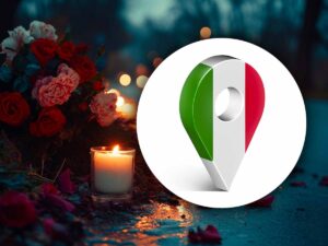 Luci mortuarie e segnaposto con bandiera Italiana