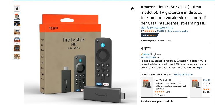 chiavetta Amazon Fire Stick con telecomando