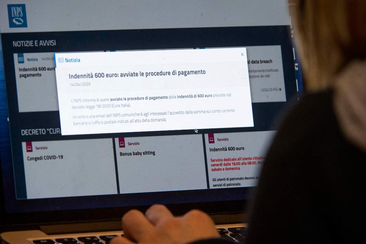schermata del computer sul portale INPS