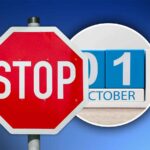 cartello stop con vicino data calendario 1 ottobre