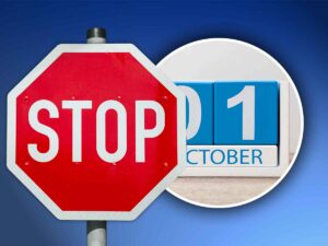 cartello stop con vicino data calendario 1 ottobre