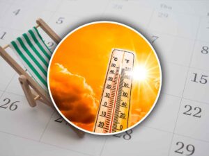 termometro con un calendario e una sedia a sdraio