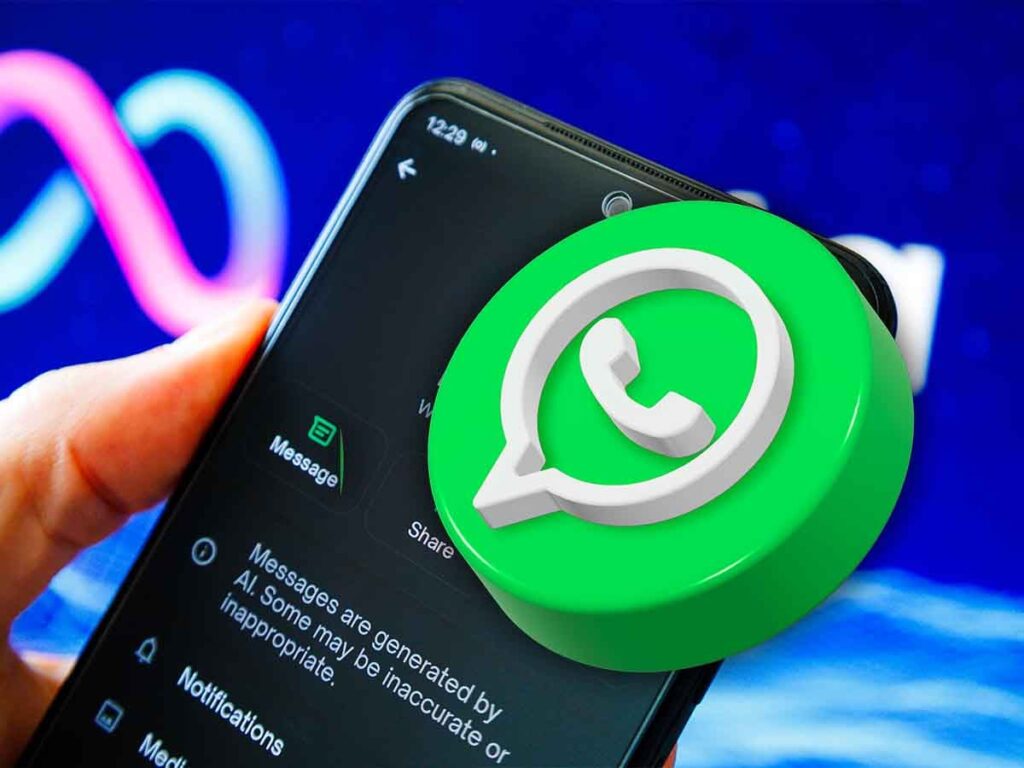 simbolo WhatsApp su uno smartphone in mano