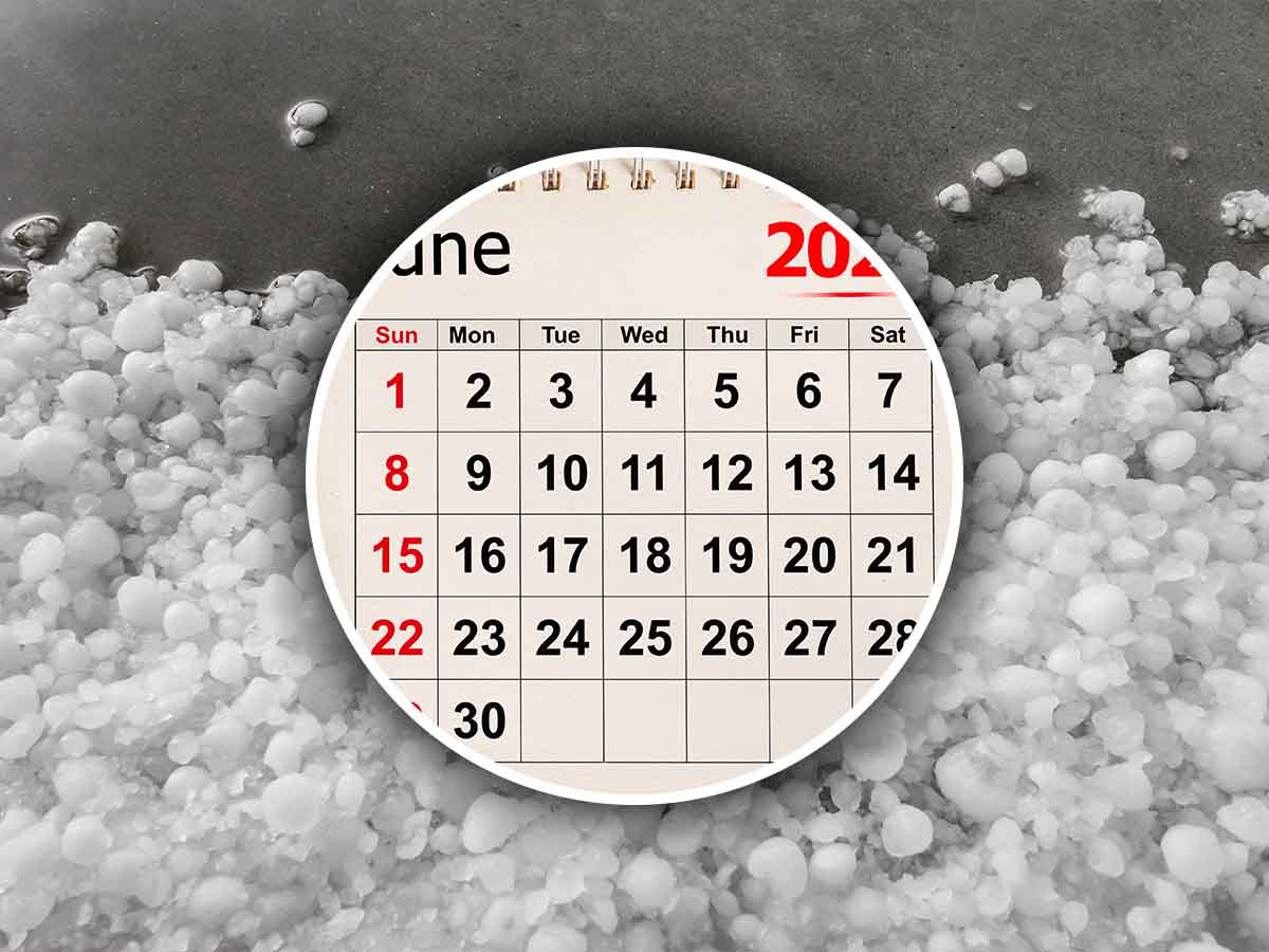 Grandine e calendario di giugno