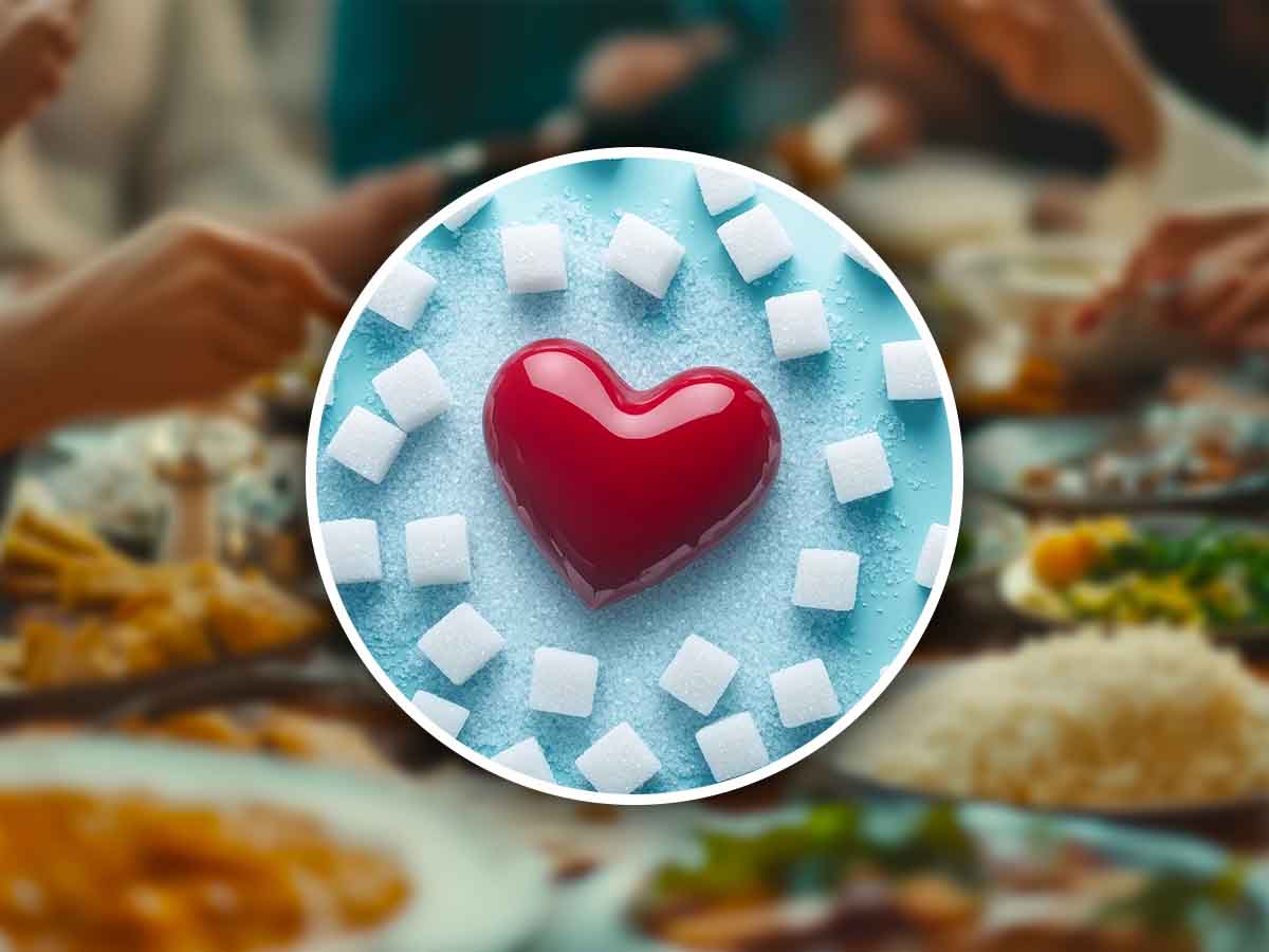 un cuore con dietro alimenti