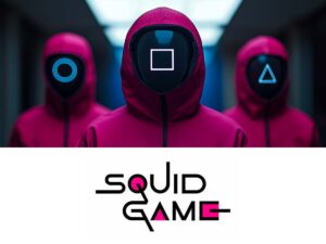 logo e personaggi squid game