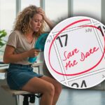 Calendario e donna accaldata
