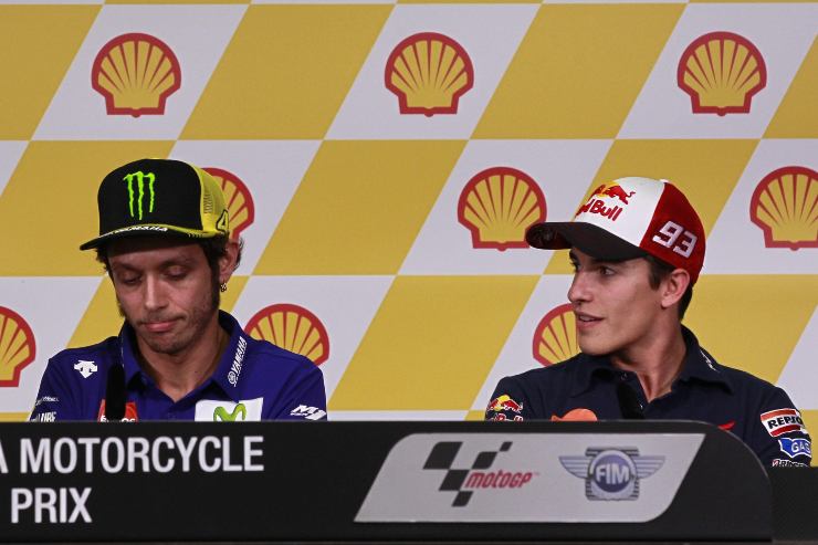 Valentino Rossi e Marc Marquez in conferenza stampa