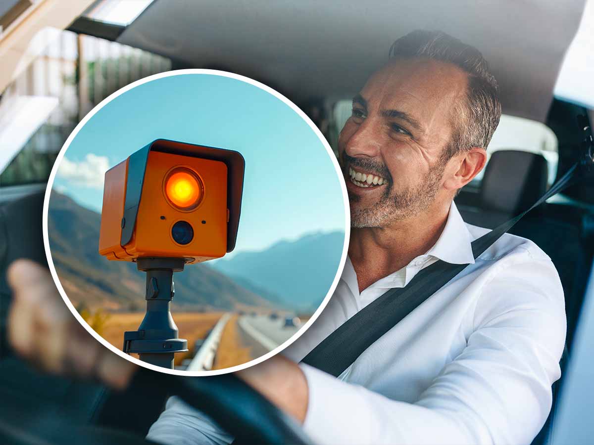 un autovelox e un automobilista alla guida