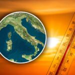 un termometro con vicino l'immagine geografica dell'Italia