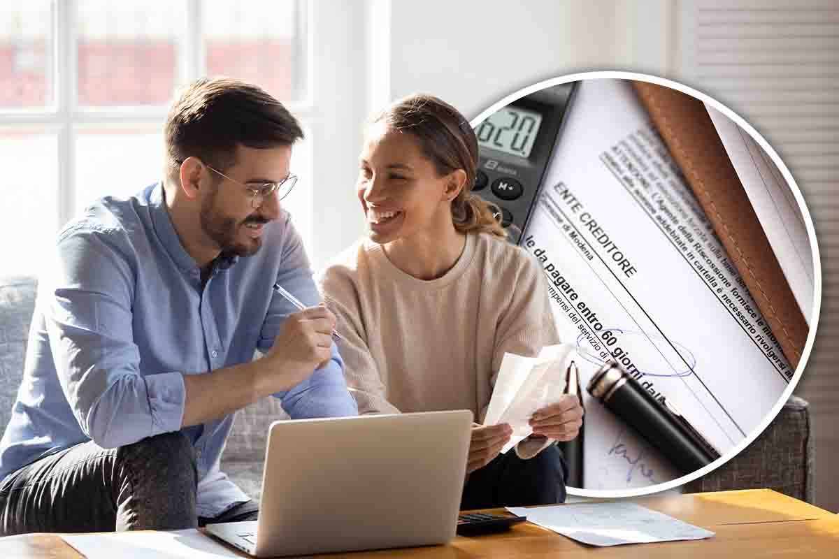Cartelle esattoriali e persone davanti al pc