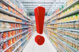 supermercato e punto esclamativo