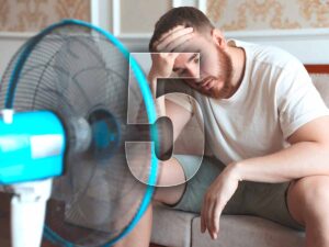 Ventilatore e una persona che ha caldo