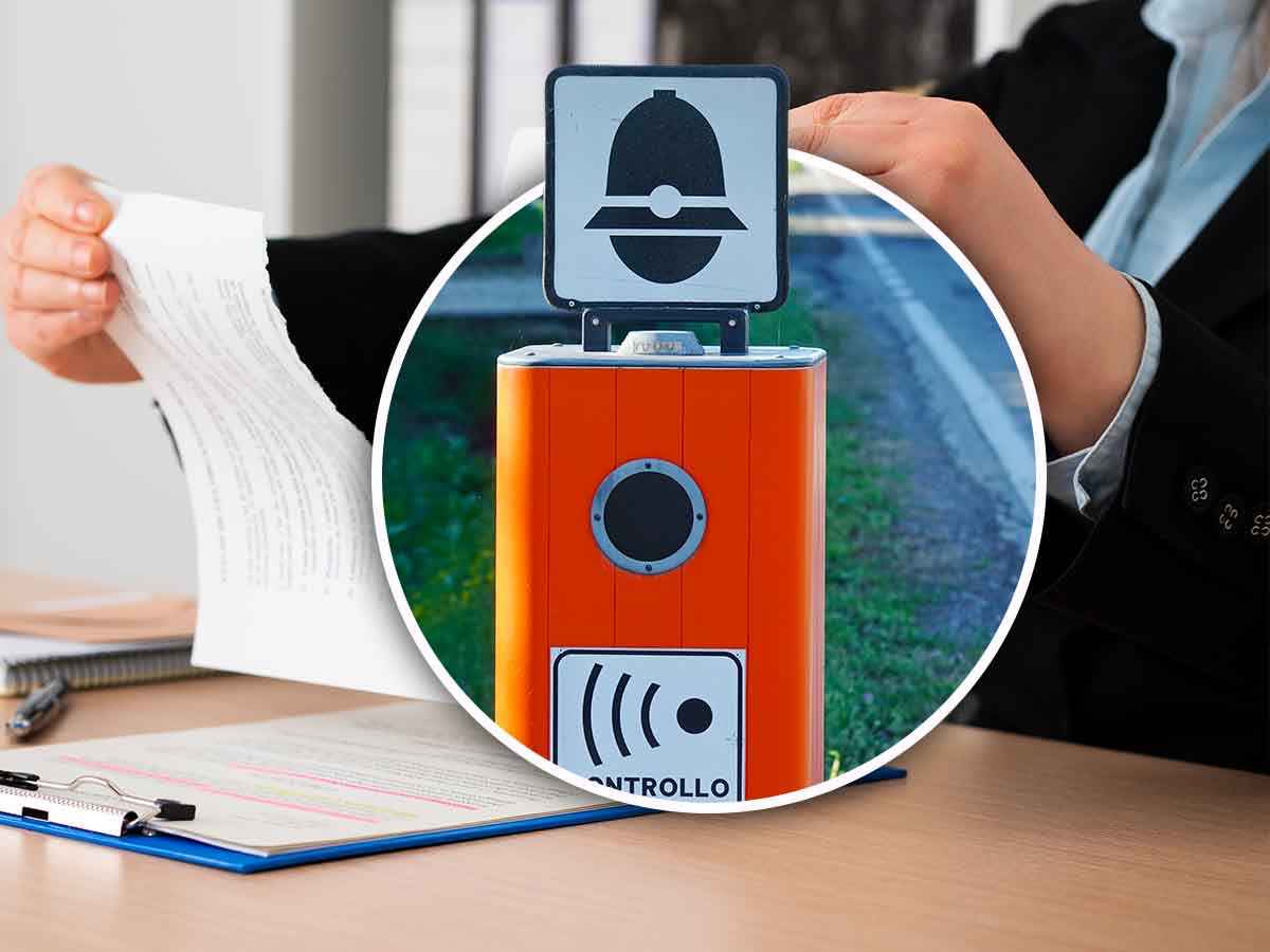 autovelox nel riquadro con dietro dei fogli
