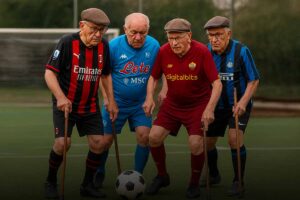 Anziani con la maglia di Milan, Napoli, Roma e Inter
