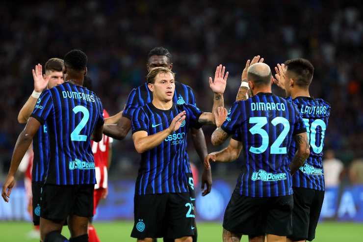 i giocatori dell'Inter in gruppo