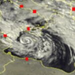 Mappa meteorologica che segnala l'arrivo di un ciclone sull'Italia