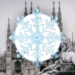 Fiocco di neve con il Duomo di Milano sullo sfondo