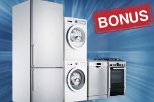 tre elettrodomestici con vicino la scritta bonus