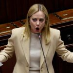 Giorgia Meloni durante un intervento al Parlamento