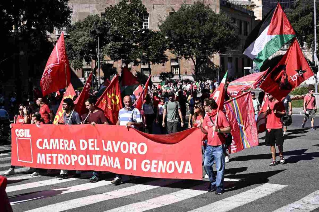 lavoratori durante una manifestazione